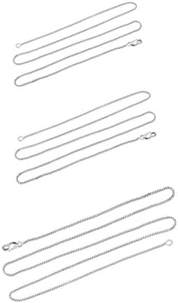 3pc 1.2 MM Box Chain Necklace Set Sterling Silver 16", 20" and 30" - Italy