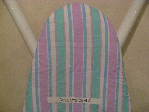 Bajer Perfect Fit Ironing Board Cover & Pad Set - White Purple Aqua and Blue Stripes