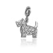 Sterling Silver Platinum Plated Cubic Zirconia Dog Charm
