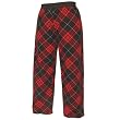 Red and Black Diagonal diamond tartan plaid check flannel cotton pants for lounging, sleep, sports. Unisex relaxed fit, exposed elastic waist