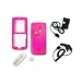 Sony Ericsson W810i W810 Snap-On Solid Magenta Crystal Case Cover with Removable Swivel Belt Clip - Bundled with 12v Rapid Premium Car Charger and Home Travel Wall AC Adapter Charger