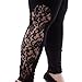 Womens Plus Size Leggings with Lace Panel Design Black 1X to 6X