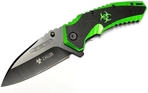 8" Zombie-Killer Spring Assisted Knife All Black with Belt Clip