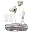 Nemo Digital NDF10112WT Crystal Pave Twisted Heart Earbud (Clear with White Wires)