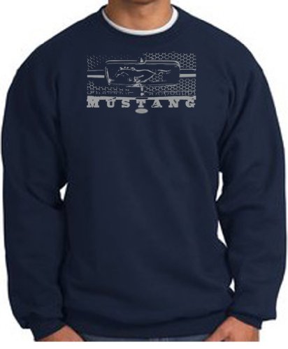 Ford Mustang LEGEND HONEYCOMB GRILLE Adult Pullover Sweatshirt - Navy, 2XL