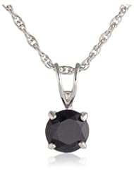 Sterling Silver 6mm Round Sapphire Pendant Necklace with Light Rope Chain Necklace, 18"