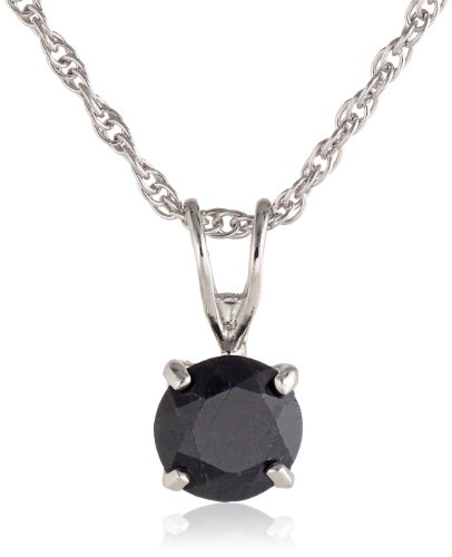 Sterling Silver 6mm Round Sapphire Pendant Necklace with Light Rope Chain Necklace, 18"