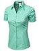 Doublju Women Short Sleeve Basic Simple Spandex Shirt