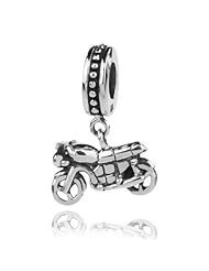 Sterling Silver Motorcycle Charm Dangle , Fits Pandora and All Brands Charm Bracelets and Necklaces.
