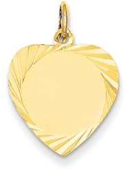 14k Etched .013 Gauge Engravable Heart Disc Charm
