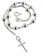 Catholic Rosary Beads Italian Made Sterling Silver Cross Bracelet 7.5"