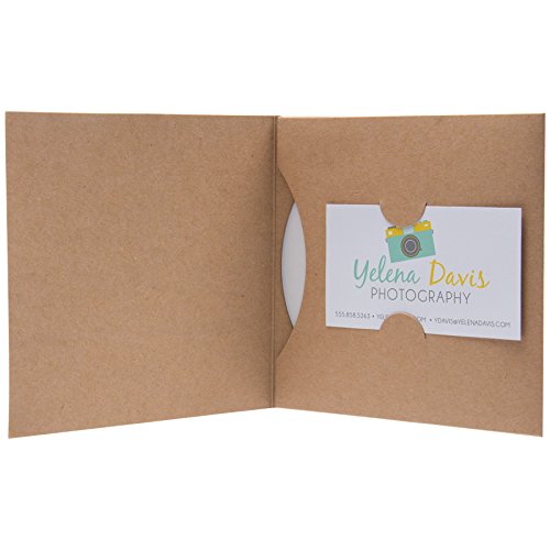 Paper CD or DVD and Business Card Holder Sleeve - 100 Pack (Kraft)