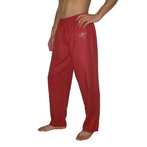 Mens NFL Tampa Bay Buccaneers Plaid Cotton Thermal Sleepwear / Pajama Pants - Red (Size: L)