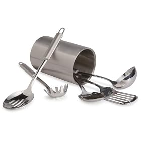 Pinzon 6 piece 18/8 Stainless-Steel Tool Set with Canister Holder [Amazon Frustration-Free Packaging]