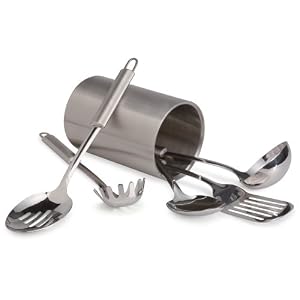 Pinzon 6 piece 18/8 Stainless-Steel Tool Set with Canister Holder [Amazon Frustration-Free Packaging]