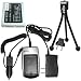 HQRP Battery Charger and Battery for Konica Minolta DiMAGE X, Xg, Xi, Xt, XtBiz, Xt Biz Digital Camera Replacement plus HQRP Black Mini Tripod