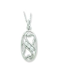 Silver CZ Best Friends Forever 18in Necklace. Metal Weight- 5.23g.