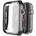 Misxi 2 Pack Hard PC Case with Tempered Glass Screen Protector Compatible with Apple Watch SE 2 (2024) SE Series 6 Series 5 Series 4 44mm, Black