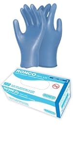 Ronco Vinyl Gloves - Lightly Powdered - X-large - Blue (Box of 100)