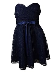 Strapless Cotton/Nylon Lace Belted  Dress
