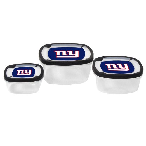 NFL New York Giants Nesting Square Containers, 7.2-Cup; 3.5-Cup; 2.1-Cup,  Clear, Piece of 3