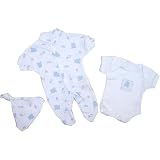 Premature Early Baby Clothes 3 Piece Set – Sleepsuit, Bodysuit & Hat 1.5lb,3.5lb,5.5lb,7.5lb Blue: baby clothes boy preemie