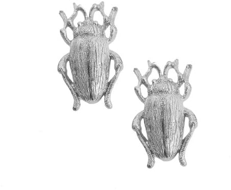 Long Horn Beetle Earrings (silver-plated-base)