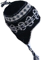 Wool Chullo Fleece Lined Ski Hat Toque with Ear Flaps Winter Knit Beanie Mountaineering Skull Cap Sherpa