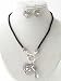 Fashion Jewelry ~ Key to My Heart Leatherette Silvertone Necklace and Earrings Set