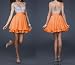 Ladies Silver Sequins and Orange Chiffon Short Bridesmaids' Cocktail Ball Evening Party Dress
