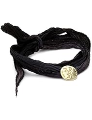 Mizuki 14k Gold Monogram Letter "X" Button on Ombre Silk Bracelet