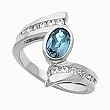 14K White Gold Aquamarine and Diamond Ring