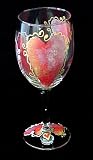 Hearts of Fire Design - Hand Painted - Wine Glass - 8 oz.