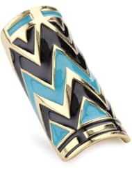 House of Harlow 1960 14k Yellow Gold-Plated Turquoise-Color Enameled Ring, Size 7