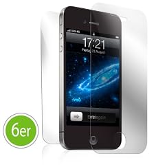 vau Screengards - Display Schutz-Folien f�r Apple iPhone 4S / 4 ( 6er-Set Variation: 2 x Front matt + 2 x Front ultra-clear + 2 x R�ckseite )