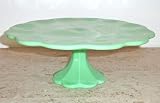 Martha Stewart By Mail Fenton Jadite Jade-ite Green Milk Glass Footed Cake Stand Plate
