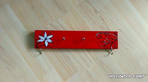 HANDMADE 12" Keys Holder red white black floral foyer wall rack organizer wood necklace earrings bracelets Silver closet handbag display jewelry