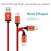Suplink 2.0 Micro USB to USB Cable Nylon Braided Charging Cable - 6 Feet (1.8 Meters) – Red – 3-Pack