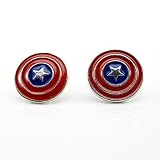 DaisyJewel Exclusive Captain America Shield 5/8 In. Round Stud Silver Blue & Red Enamel Patriotic Star Earrings - Top Seller - Be Your Own Avenger Superhero & Save the Day - Skin-Safe & Hypoallergenic - For Pierced Ears - Show Your Support & Celebrate Veterans - Show Your Patriot American Pride - USA Patriot - Comic-Con Costume Gear (Make Stephen Colbert Proud)
