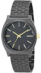 Nixon Time Teller Watch - Men's Matte Black/Gold Accent, One Size