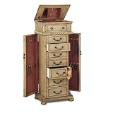 Antique white wash finish wood jewelry armoire cabinet chest By Coaster