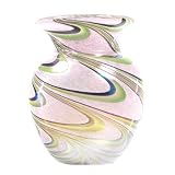 Pink Peacock Design Round Glass Vase Small