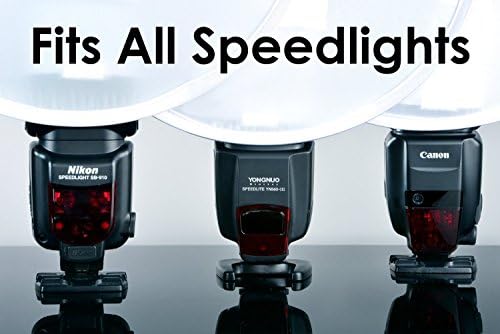 Fstoppers Collapsible Portable Flash Disc Light Modifier / Softbox for Most Speedlights Like Nikon SB-900 AF, SB-800 AF, SB-700 AF, SB-600, SB-400 AF, Canon Speedlite 380EX, 430EX, II, 550EX, 580EX, II, 600EX-RT, Vivita Flash, Sunpack, Nissin, Sigma, Sony, Pentax, Olympus, Panasonica Lumix Flashes + 4 Jumble AA Batteries