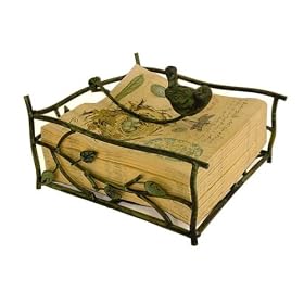 Verdigris Metal Nest Napkin Holder aged metal look by CE