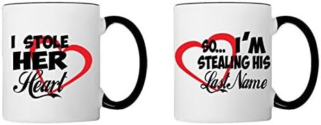 I stole Her Heart, So I'm Stealing His Last Name, Couple Coffee MUGS BLACK