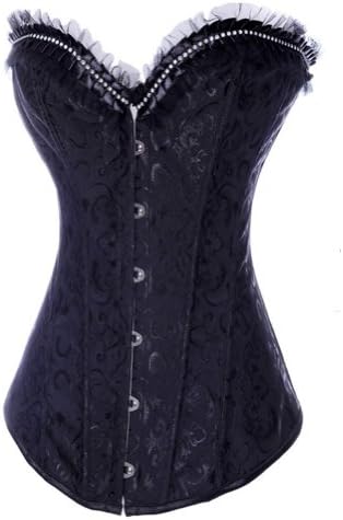 New Touching Burlesque Boned Basque Corset Bustier Lingerie TOP