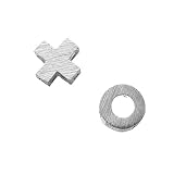 Spinningdaisy Handcrafted Brushed Metal XO Hug and Kiss Stud Earrings Silver