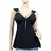 Plus Size Sexy BLACK O-Ring Necklace Sleeveless Top - 1X
