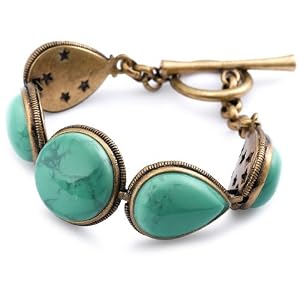 Lucky Brand Turquoise Color Howlite Gold-Tone Link Bracelet, 7.5 by