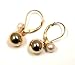 14k Yellow Gold 8mm Gold Ball With 5mm Pearl Accent Lever Back Earrings